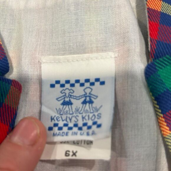 Kelly’s Kids Vintage Back To School Dress Size 6x Plaid Jumper Hopscotch - Picture 3 of 4